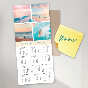 2027 Calendar Colour Blocks 4 Photo Magnetic Card