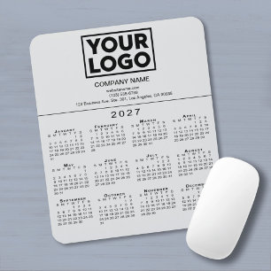 2027 Calendar Company Logo Text Grey Mouse Pad
