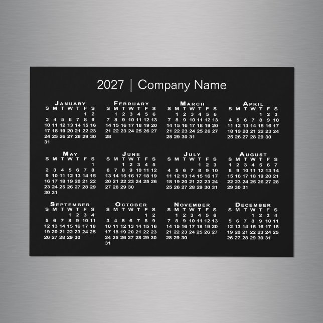 2027 Calendar Company Name Black Magnet (2027 Calendar Company Name Black Magnet in situ)