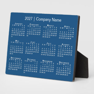 2027 Calendar Company Name Blue Desktop Plaque