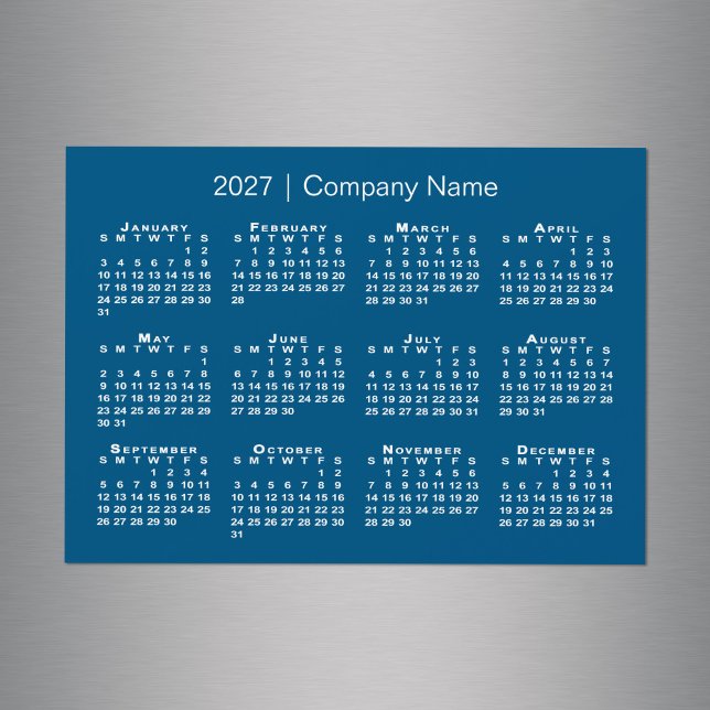 2027 Calendar Company Name Blue Magnet (2027 Calendar Company Name Blue Magnet in situ)