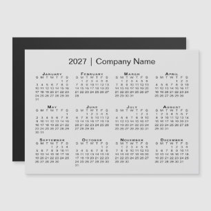 2027 Calendar Company Name Grey Magnet