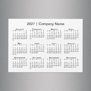 2027 Calendar Company Name White Magnet
