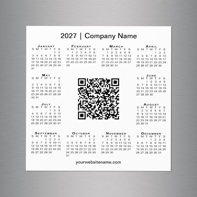 2027 Calendar Custom Business QR Code White Magnet (2027 Calendar Custom Business QR Code White Magnet in situ)