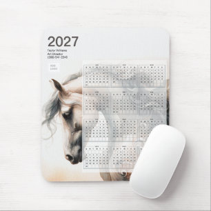 2027 Calendar Equestrian Horse Business Logo Mouse Pad