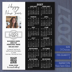 2027 Calendar Full Sheet - logo, QR Code, Photo