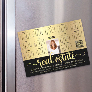 2027 Calendar Gold Real Estate QR Code Magnet