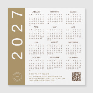 2027 Calendar Gold Text QR Code Company Logo