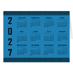 2027 Calendar, Greek Fret, Black on Cosmos Blue