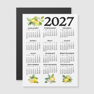 2027 Calendar, Greek Fret, Cosmic Latte on Blue Magnetic Invitation