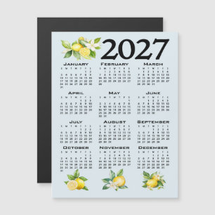 2027 Calendar, Greek Fret, Cosmic Latte on Blue Magnetic Invitation