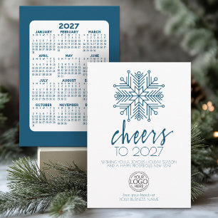 2027 Calendar - Happy New Year Snowflake Business Holiday Card