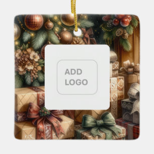 2027 Calendar Holiday QR Code Business Logo Ceramic Ornament