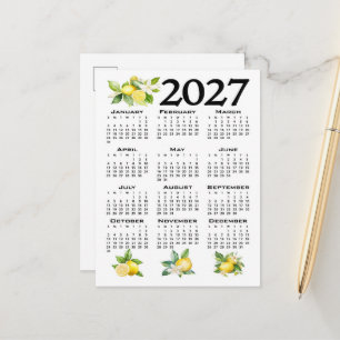 2027 Calendar Italian Style Lemons White Postcard