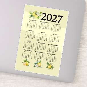 2027 Calendar Italian Style Lemons Yellow