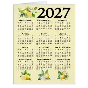 2027 Calendar Italian Style Lemons Yellow Stripes