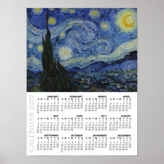 2027 Calendar, Large, Starry Night / Van Gogh Poster