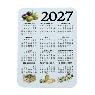 2027 Calendar, Mediterranean Olives, Blue Magnet
