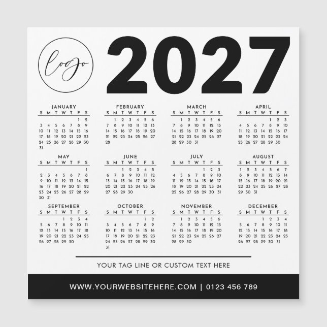2027 Calendar Minimalist Modern Simple Custom Logo (Front)