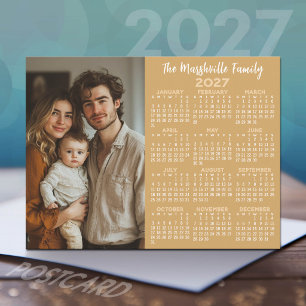 2027 Calendar - Modern Photo and Text Holiday Postcard