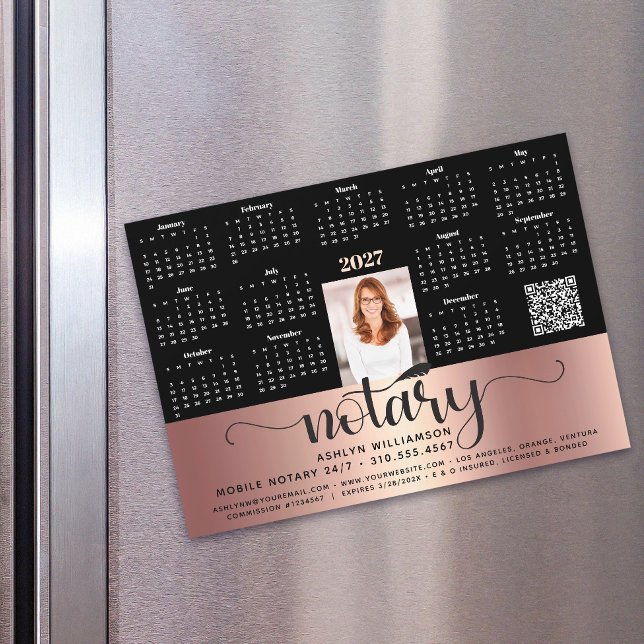 2027 Calendar Notary Black Pink QR Code Magnet (Creator Uploaded)