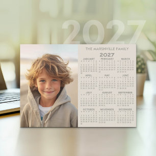 2027 Calendar - Photo Year View Modern Holiday Card