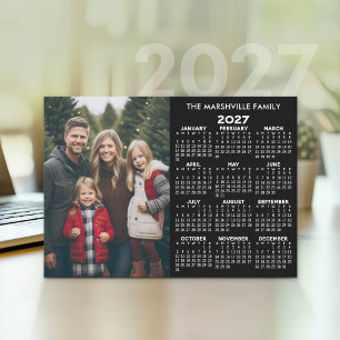 2027 Calendar - Photo Year View Modern Holiday Card