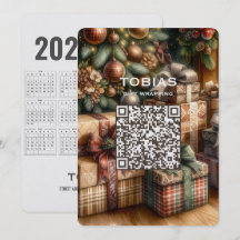 2027 Calendar QR Code Christmas Card