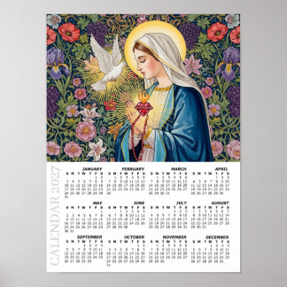 2027 Calendar, Sacred Heart of Mary / Devotion Poster