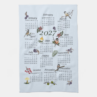 2027 Calendar Tea Towel Birds and Butterflies