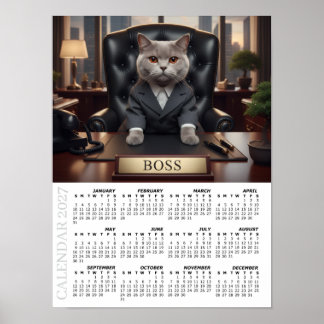 2027 Calendar, The Boss - Office Fun Cats / Large Poster