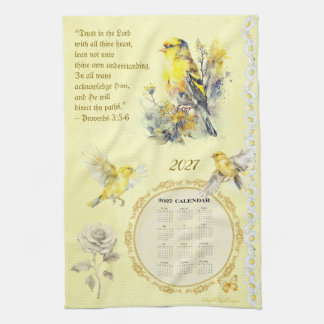 2027 Calendar Towel Goldfinch Trust in the Lord