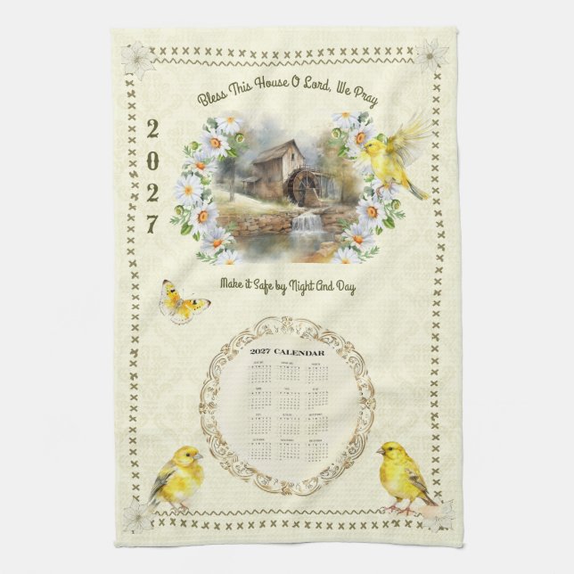 2027 Calendar Towel Kitchen Prayer House Blessing (Vertical)