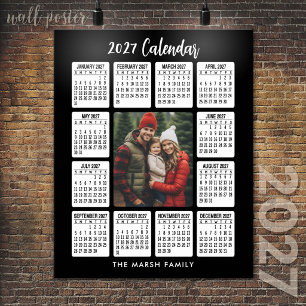 2027 Calendar - Vertical Photo in the Centre black Poster