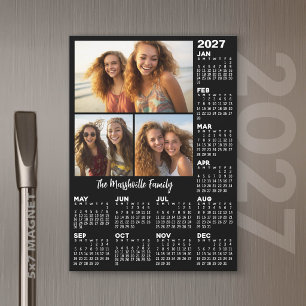 2027 Calendar with 3 Photos - Year Magnetic 5x7