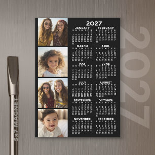 2027 Calendar with 4 Photo Collage Magnetic Card