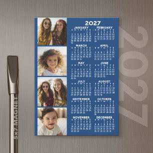 2027 Calendar with 4 Photo Collage Magnetic Card