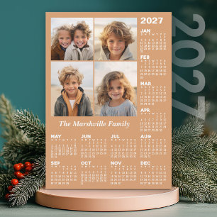2027 Calendar with 4 Photos - Soft Pastel Holiday Card