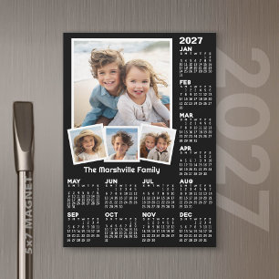 2027 Calendar with 4 Photos - Year Magnetic Card