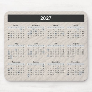 2027 Calendar with Beach Sand Background Mouse Pad