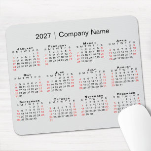2027 Calendar with Company Name Light Grey Mouse Pad