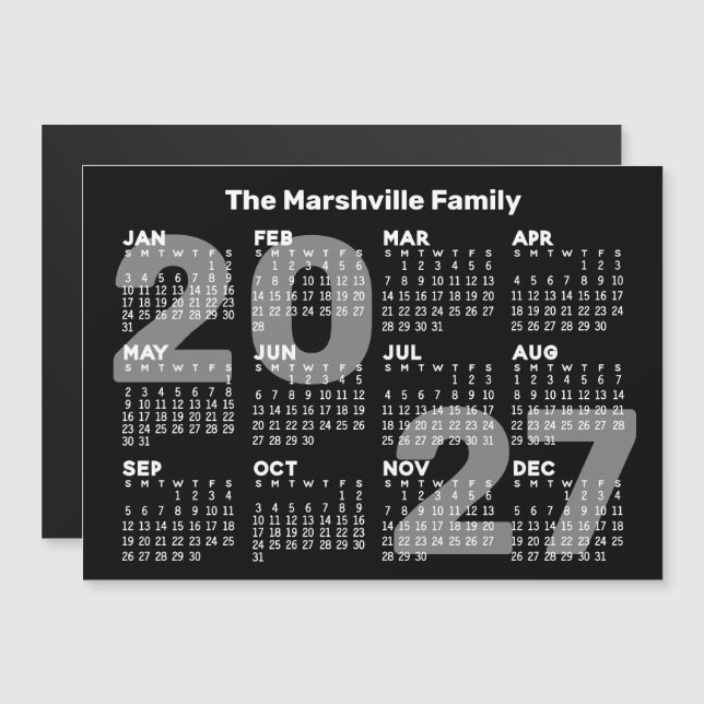 2027 Calendar with Extra Text - Magnetic Card (Front/Back)