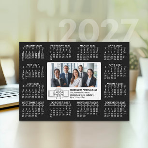2027 Calendar with logo Contact Information Holiday Card
