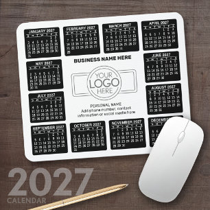 2027 Calendar with logo Contact Information Mouse Pad