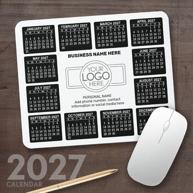2027 Calendar with logo Contact Information Mouse Pad (2027 Calendar Mousepad)