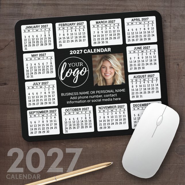 2027 Calendar with logo Contact Information Mouse Pad (2027 Calendar Mousepad)