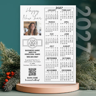 2027 Calendar with logo, QR Code, Photo and More Holiday Card