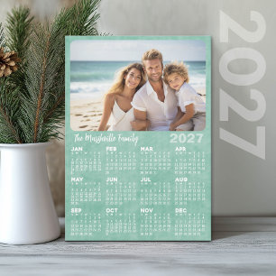 2027 Calendar with Photo Custom Text Beach Holiday Card