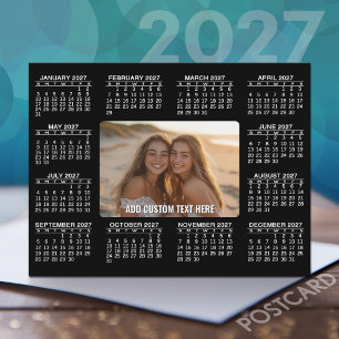 2027 Calendar with Photo in Centre - Black White Postcard
