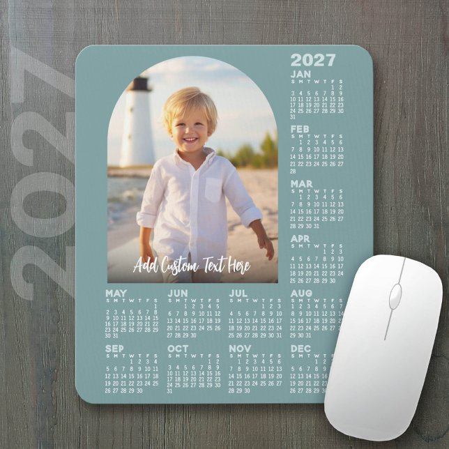 2027 Calendar with Photo - Modern Arch Mouse Pad (2027 Calendar on a mousepad - add your photos)